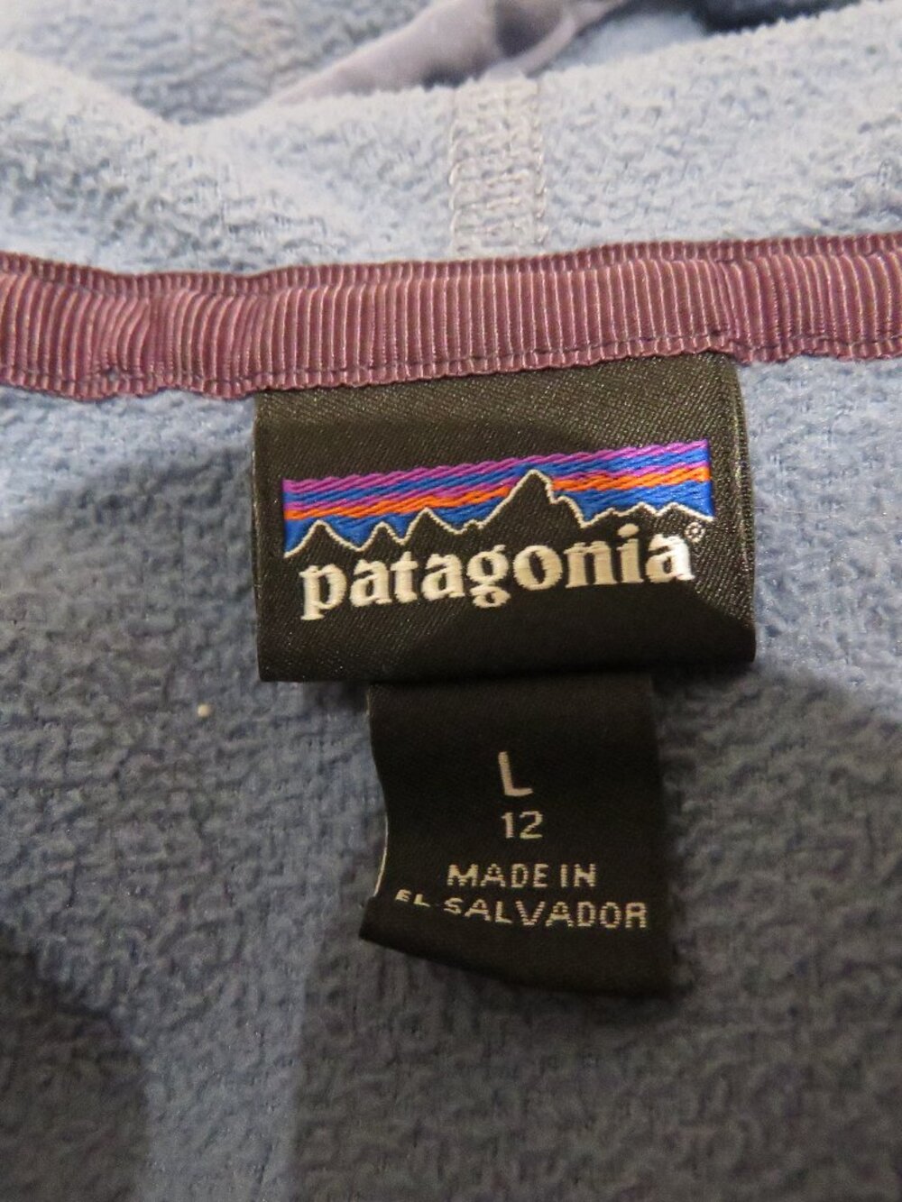 PATAGONIA Micro D Snap-T Hooded Full Zip Fleece Jacket Blue Boys Size 12 Outdoor - Picture 12 of 13